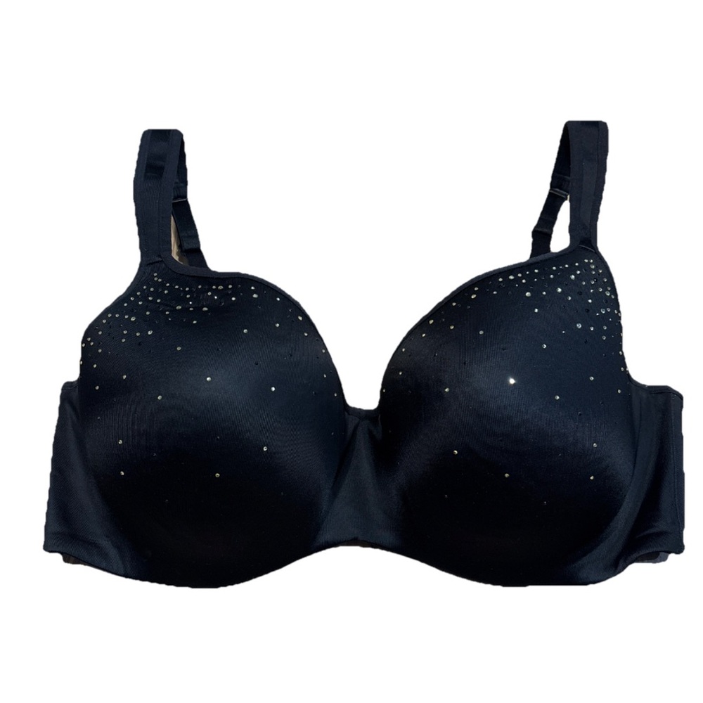 Cacique Bra Lightly Lined Black Jeweled Size 42DD